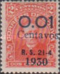 [Surcharged & Overprinted "R. S. 21-4 1930", type R5]