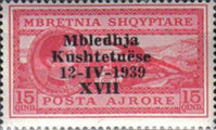 [Airmail - National Congress - Stamps of 1930 Overprinted "Mbledhja - Kushtetuëse - 12-IV-1939 - XVII", type CD1]