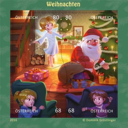 [Christmas - Comic Stamps Jigsaw, type ]