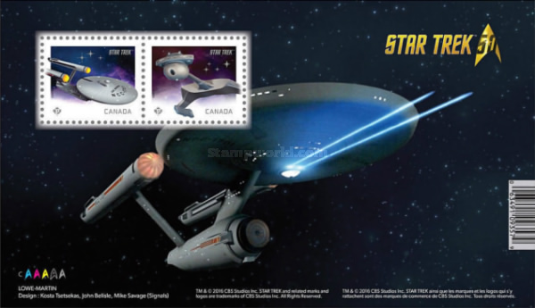 [The 50th Anniversary of Star Trek - U.S.S. Enterprise NCC-1701
& Klingon Battle Cruiser, type ]