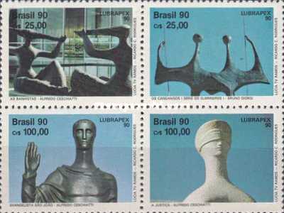 [Brazilian-Portuguese Stamp Exhibition "Lubrapex 90" - Brasilia, Brazil - Brasilia Sculptures, type ]