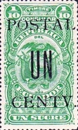 [Fiscal Stamps with "TIMBRE CONSULAR" Imprint Overprinted "POSTAL" and Surcharged, type ED]