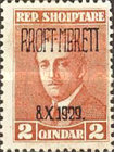 [The 35th Anniversary of the Birth of King Achmed Zoghus - Stamps of 1925 Overprinted "RROFT-MBRETI - 8.X.1929.", type BC1]