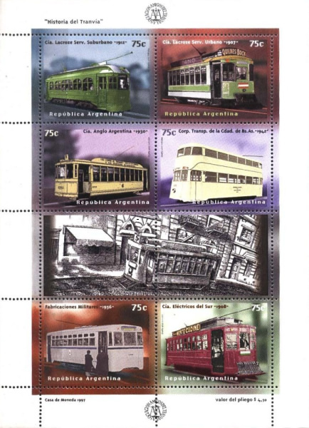 [The 100th Anniversary of the First Electric Tramway in Buenos Aires - Illustrations from "History of the Tram" by Marcelo Mayorga, type ]