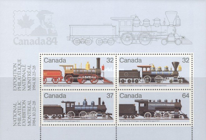 [Stamp Exhibition "MONTREAL 1984" - Locomotives - Changed Colors, type ]