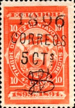 [Fiscal Stamps Overprinted "1896 CORREOS" & Surcharged, type XAD7]