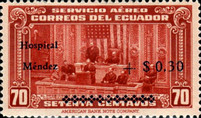 [Airmail - Mendez Hospital - Stamps of 1944 Surcharged, type RP]