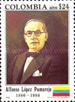 [Airmail - The 100th Anniversary of the Birth of Alfonso Lopez Pumarejo, 1886-1959, type BAF]