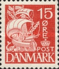 [Caravel - Steel Engraving. 1 Line of Fields Left of "D" in "DENMARK", type AT9]